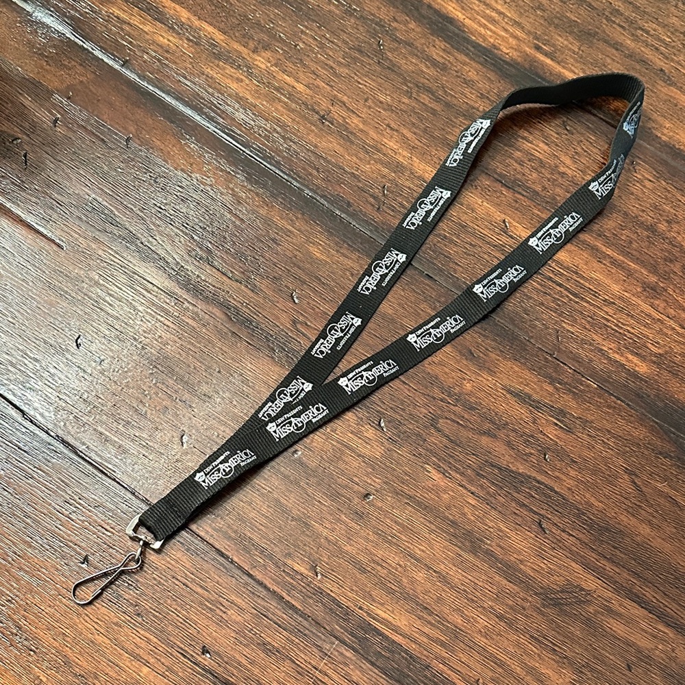 Miss America Black Lanyard with White crown Logo